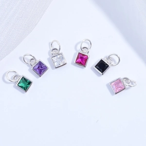 Selezione di vivaci cristalli colorati a taglio quadrato in argento S925 per gioielli fai-da-te