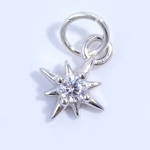 Makroaufnahme von S925 Silberstern-Anhänger mit brillantem Zirkon in Vier-Krallen-Fassung