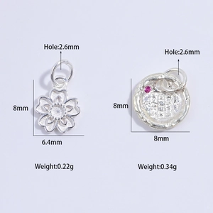 Pendenti S925 in argento sterling fiore di ciliegio e segno Fu per gioielli fai-da-te