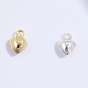 Colgantes de corazón de plata de ley S925 pulida en acabados oro y plata para DIY