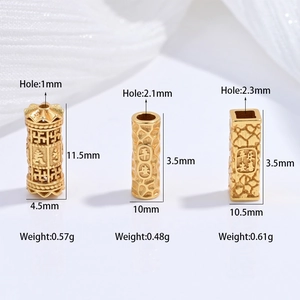 Three gold S925 sterling silver beads for DIY jewelry with traditional Chinese patterns