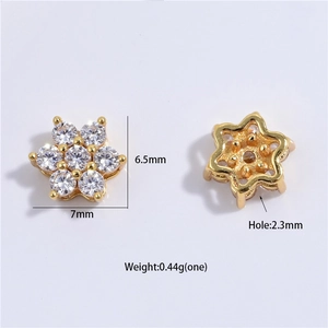 Cuentas espaciadoras de flores en plata S925 con circonitas para manualidades de joyería