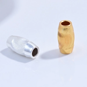 Perline cilindriche in argento S925 con incisione a spirale per creazione gioielli DIY