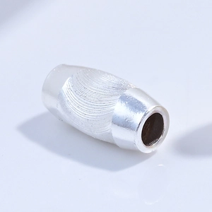 Perla a botte in argento sterling S925 con trama a spirale per creazione gioielli fai-da-te