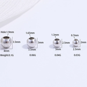 Perle tonde lisce in argento sterling S925 da 2,5-4mm per creazione gioielli fai da te