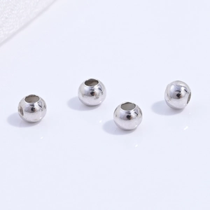 Set di quattro perline distanziatrici tonde in argento S925 per creazione gioielli DIY