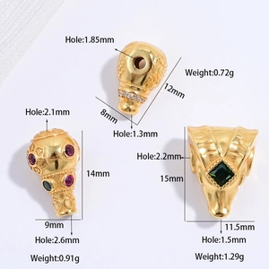 S925 silver gold-plated goat head and gourd charms with colored crystals for DIY bracelets