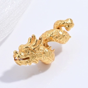 Exquisite S925 sterling silver golden coiled dragon bead for DIY bracelets and jewelry