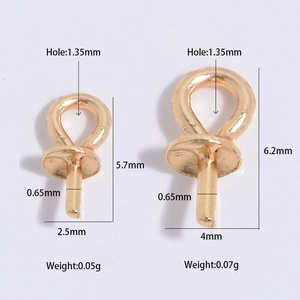S925 sterling silver pearl peg bails for jewelry making with size and weight specs