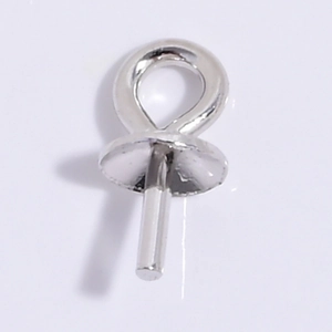 Polished S925 sterling silver pearl cap pendant connector for DIY jewelry making