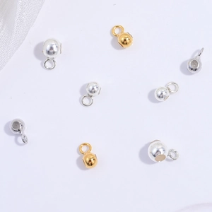 925 Sterling Silver Smooth Round Ball Stopper Beads With Silicone Core For DIY Jewelry Bracelet Necklace Finding SZ94