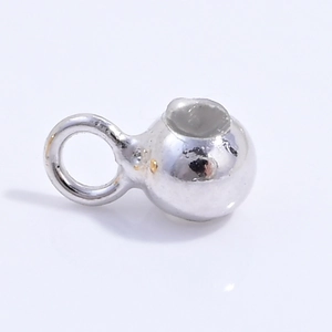 S925 sterling silver smooth ball bead with silicone core for DIY jewelry making