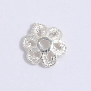 Macro detail of S925 silver snowflake spacer bead for DIY jewelry bracelet making