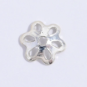 Detailed top view of a S925 sterling silver snowflake flower bead cap for jewelry making