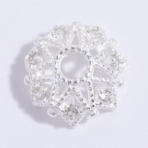 S925 sterling silver snowflake flower bead cap with hollow petal design for DIY jewelry