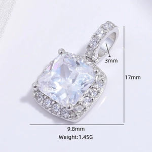 Lussuoso ciondolo in argento sterling S925 con scintillante zircone quadrato