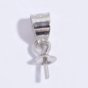 S925 sterling silver pearl pendant connector with needle for DIY jewelry making