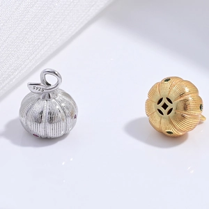 S925 sterling silver pumpkin charms with coin base design in silver and gold colors