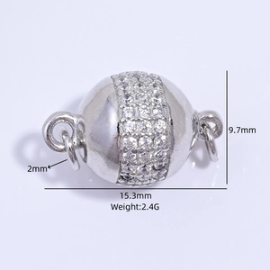 Chiusura a sfera in argento S925 con zirconi per gioielli fai da te con misure