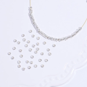 Flat round S925 sterling silver beads with hammered texture for DIY jewelry making