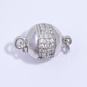 Chiusura connettore a doppia sfera in argento S925 e zirconi per creazione gioielli fai da te