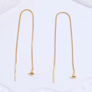 Boucles d'oreilles en argent sterling S925 doré avec chaîne boîte en forme de U