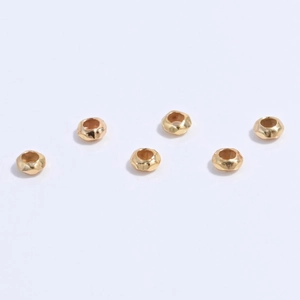 Set of six S925 sterling silver golden faceted spacer beads for DIY jewelry making