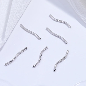 Polished S925 sterling silver S-curve faceted spacer tubes for DIY jewelry making