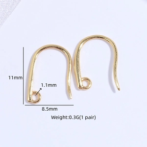 Golden S925 sterling silver U-shaped earring hooks for DIY jewelry making 11mm size