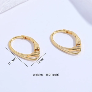 S925 sterling silver oval leverback earrings with detailed hollow design 17.2mm size