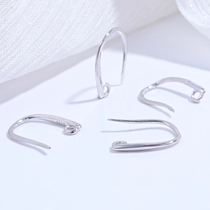 Polished S925 sterling silver U-shaped earring hooks with S925 hallmark for DIY jewelry
