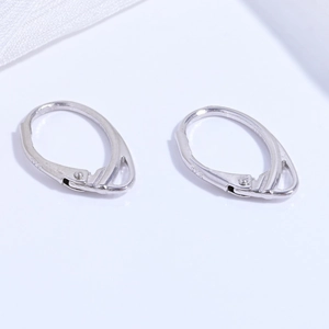 Pair of S925 sterling silver French leverback earring hooks with oval clip design