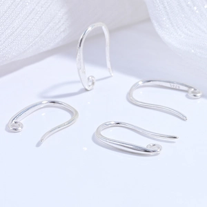 Polished S925 sterling silver U-shaped earring hooks for DIY jewelry making accessories