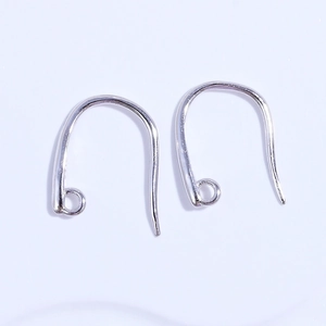 Detail view of S925 sterling silver U-shape ear wire hooks for DIY jewelry making