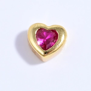 Macro de la cuenta de corazón en plata S925 dorada con cristal rosa para joyas DIY