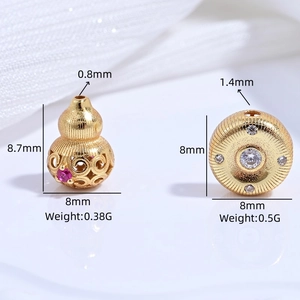 S925 sterling silver gold plated hollow gourd and round beads for DIY bracelet jewelry