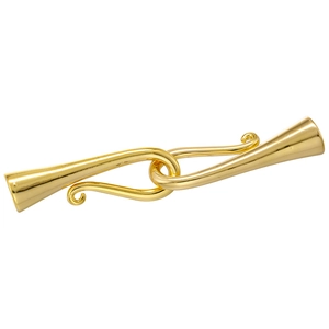 Polished gold S925 sterling silver flared bell connector with S-hook for DIY jewelry making