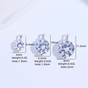 Trois tailles de pendentifs en argent S925 et zircone pour la création de bijoux DIY