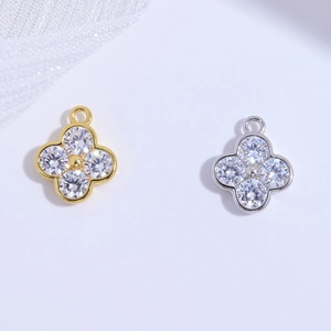 925 Sterling Silver Clover Flower Pendant Only Small Delicate Zirconia Inlaid Floral Charm For Women Fashion Jewelry Accessory