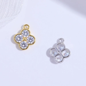 Exquisite S925 sterling silver four-leaf flower pendants in gold and silver finish