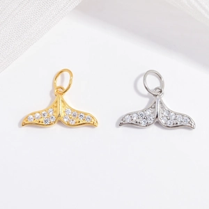 925 Sterling Zilver Walvisstaart Hanger Met Zirconia Ingelegd Zeedier Charm Voor DIY Ketting Armband Oorbel Sieraden Maken
