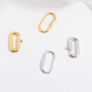 925 Sterling Silver Oval Connector Spring Buckle Screw Lock Clasp For DIY Jewelry Making Necklace Bracelet Finding Accessories
