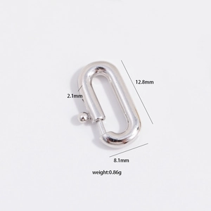 Polished S925 sterling silver oval spring clasp for DIY jewelry making 12.8mm