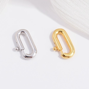 Polished S925 sterling silver oval spring clasps in gold and silver for DIY jewelry