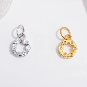 S925 Sterling Silber Rundanhänger mit Zirkonia-Besatz in Silber- und Goldoptik