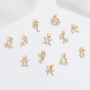925 Sterlingsilber Tierkreiszeichen Anhänger Für Damen Vergoldet Zirkonia Eingelegt Sternzeichen Charm DIY Halskette Zubehör
