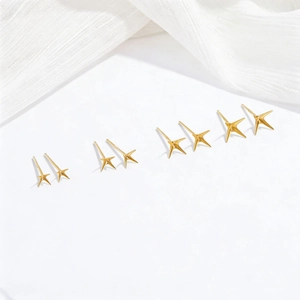 Tiges de Boucles d'Oreilles Clous Étoile à Quatre Griffes en Argent Sterling 925 Accessoires DIY Or Argent pour Femmes