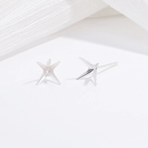 Boucles d'oreilles minimalistes en argent sterling S925 en forme d'étoile polie