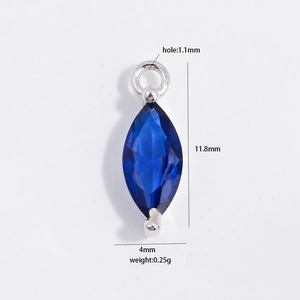 Ciondolo marquise in argento S925 cristallo blu dimensioni 11,8x4mm per gioielli