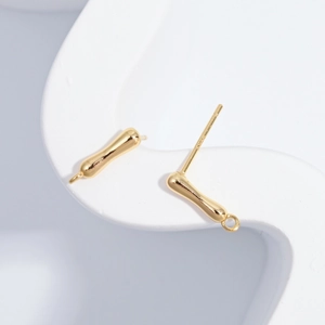 Paire de puces d'oreilles baroques en argent S925 doré avec boucle de suspension pour bijoux